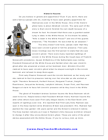 Historic Haunts Reading Worksheet