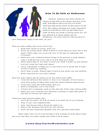 How To Be Safe Worksheet