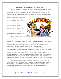 Costumes Reading Worksheet