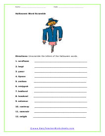 Word Scramble Worksheet