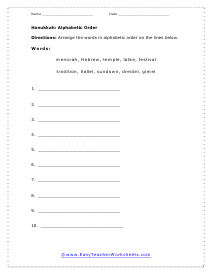 Alphabetic Order Worksheet