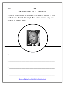 Martin Luther King Adjectives Worksheet