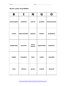 MLK Bingo Card #2