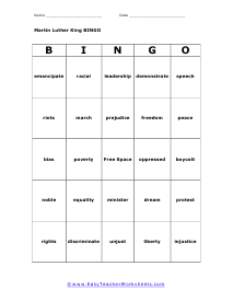 MLK Bingo Card #4