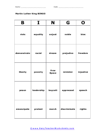MLK Bingo Card #5
