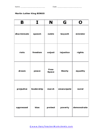 MLK Bingo Card #6