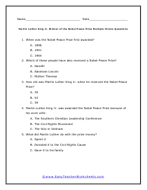 Multiple Choice Worksheet