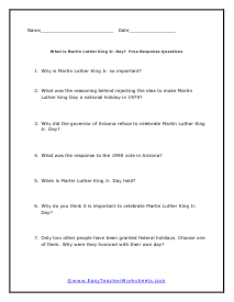 Free Response Worksheet