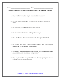 Conflicts Free Response Worksheet