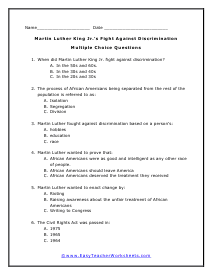 Fight Against Discrimination Multiple Choice Worksheet