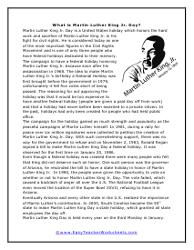 Martin Luther King Jr. Day Worksheets