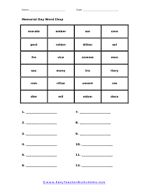 Word Chop Worksheet