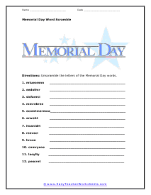 Scramble Worksheet