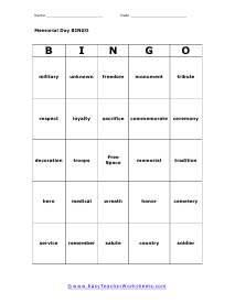 Bingo Card #1