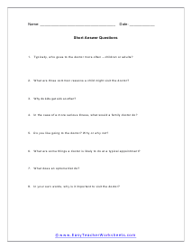 Short Answer Worksheet