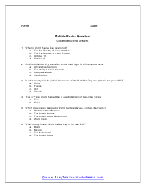 October Multiple Choice Worksheet