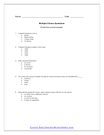 Multiple Choice Worksheet