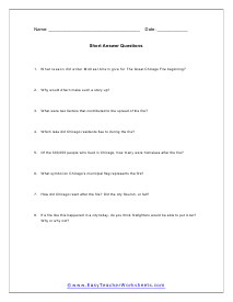 Short Answer Worksheet