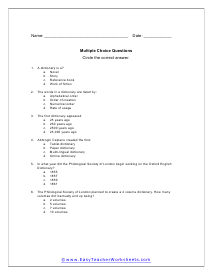 Multiple Choice Worksheet