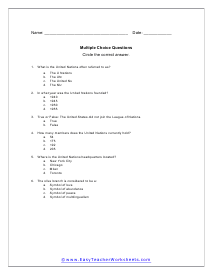 UN Multiple Choice Worksheet