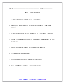 UN Short Answer Worksheet