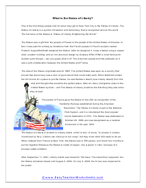 Statue of Liberty Worksheet