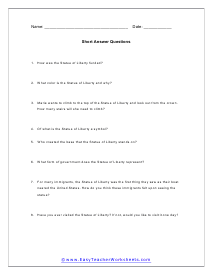 Statue Short Answer Worksheet