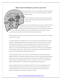 Electricity Reading Worksheet