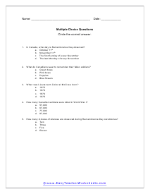 Multiple Choice  Worksheet