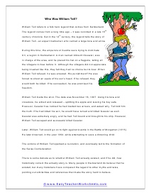 William Tell Reading Worksheet