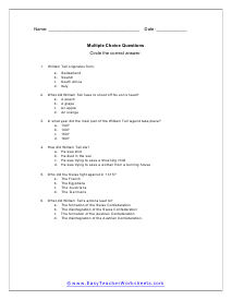 William Tell  Multiple Choice Worksheet