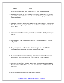 Rohatsu Short Answer Worksheet