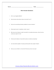 Short Answer Worksheet