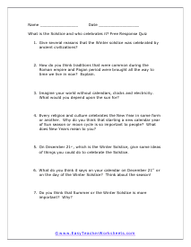 Solstice Short Answer Worksheet