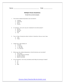 Cold Multiple Choice Worksheet