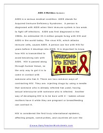 AIDS Reading Worksheet