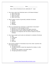 Why Christmas? Multiple Choice Worksheet