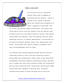 Hovercraft Worksheet