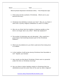 Symbols Short Answer Worksheet