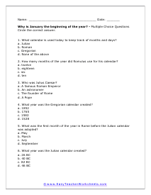 Beginning Multiple Choice Worksheet