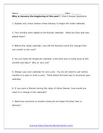 Beginning Short Answer Worksheet