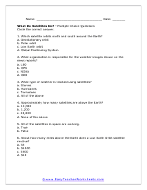 Satellites Multiple Choice Worksheet