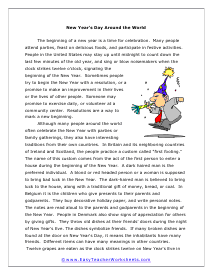 New Year's Reading Worksheet