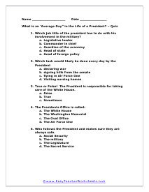 Life of a President Quiz