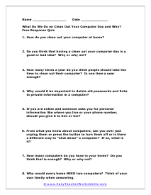 Computer Day Short Answer Worksheet