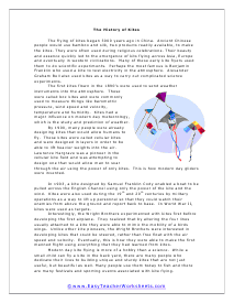 The History of Kites Reading Worksheet