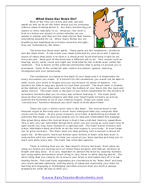 Brain Reading Worksheet