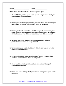 Brains Free Response Worksheet