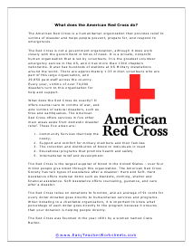 Red Cross Reading Worksheet