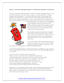 National Anthem Worksheet